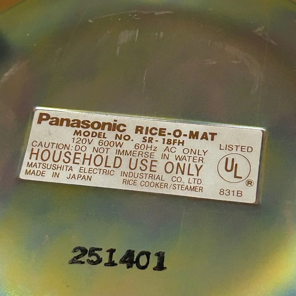 Panasonic Rice Cooker 10-Cup White Rice-O-Mat SR-18FH Steamer Keep Warm
